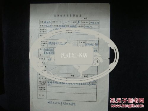 上海文史館春潮詩社入社登記表之軍政界 行政院物資局專員孫俊在,鋼筆1頁鈐印 春潮詩社是文史館員數逾70人的中國最大 翰林詩社 也是成員入社平均年齡逾